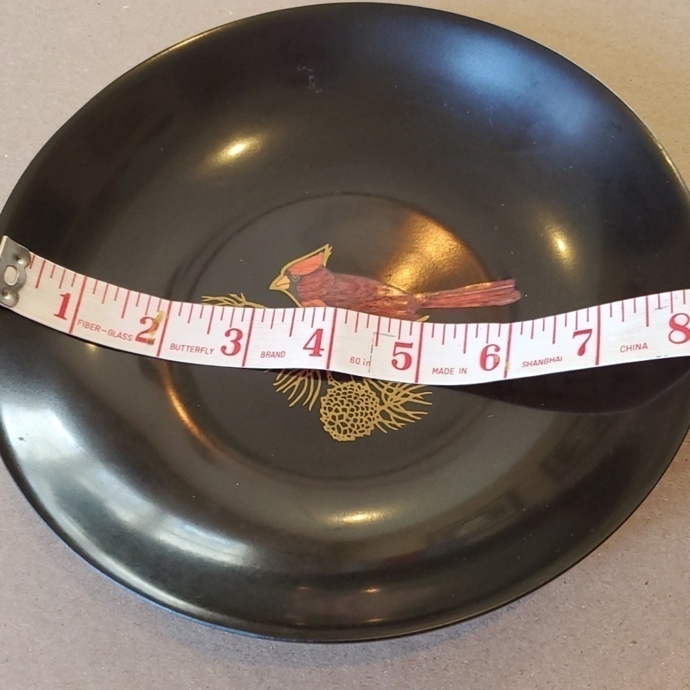 Couric 8 inch round red cardinal tray pine branch dish Vintage - Picture 2 of 5